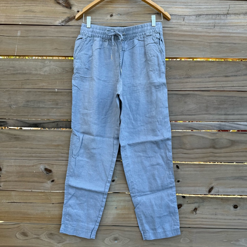 H&M Women’s Baby Blue Casual Drawstring Linen Pants